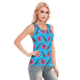 High Capacity Hibiscus Blue Women's Skinny Sport Tank Top