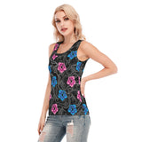 High Capacity Hibiscus Black Women's Skinny Sport Tank Top