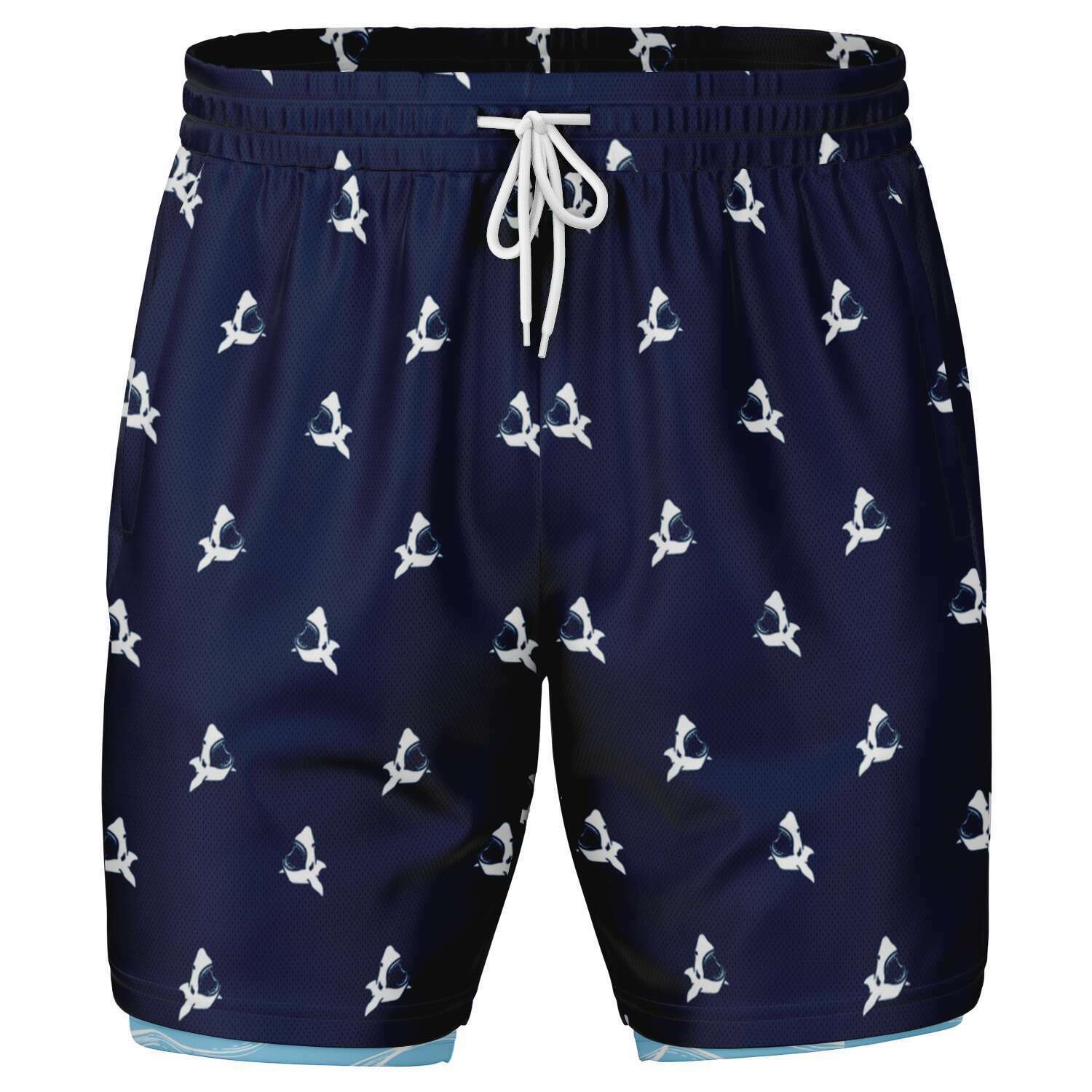 Pantalones cortos 2 en 1 para hombre en azul profundo Rad Palm 