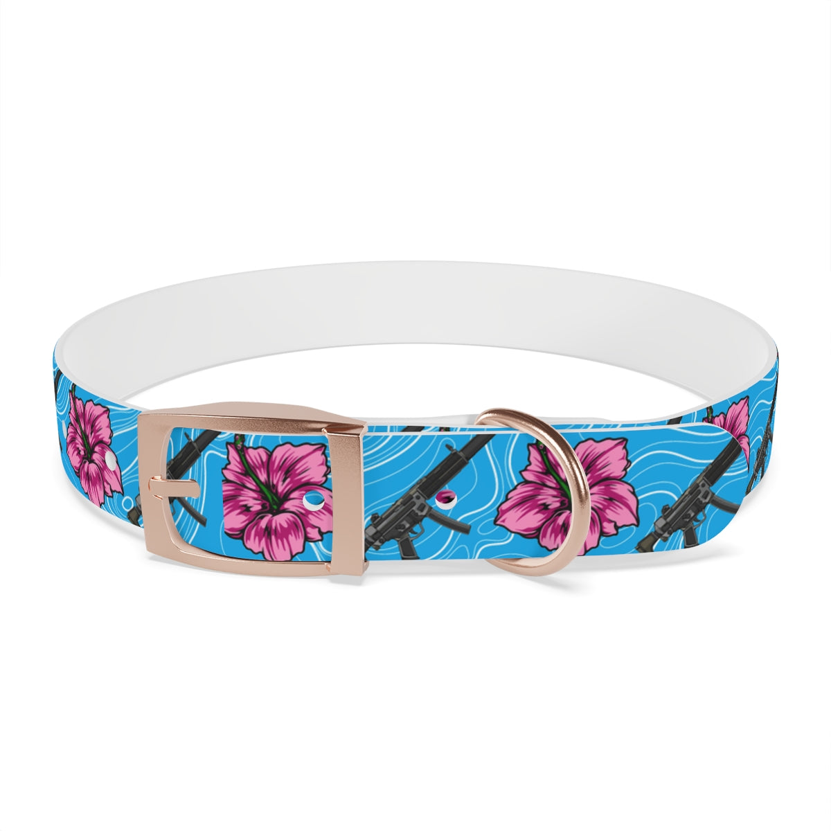 Collar para perros azul hibisco de alta capacidad Rad Palm 