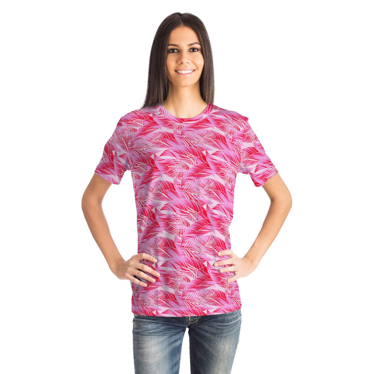 Camiseta unisex rosa tropical Rad Palm 