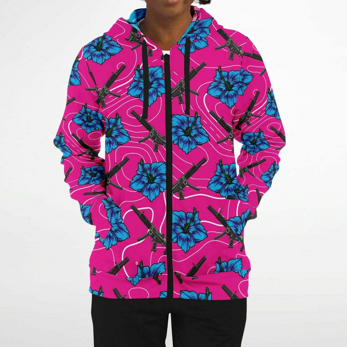 Sudadera con capucha y cremallera de alta capacidad Hibiscus de Rad Palm