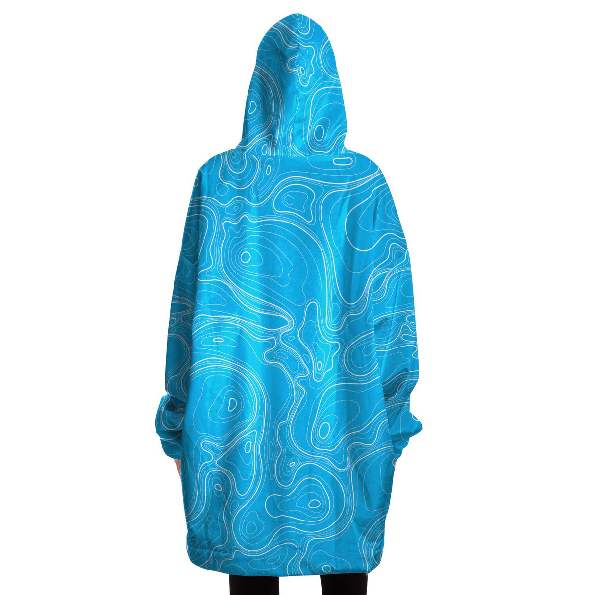 Sudadera con capucha ajustada con diseño topográfico azul Rad Palm 