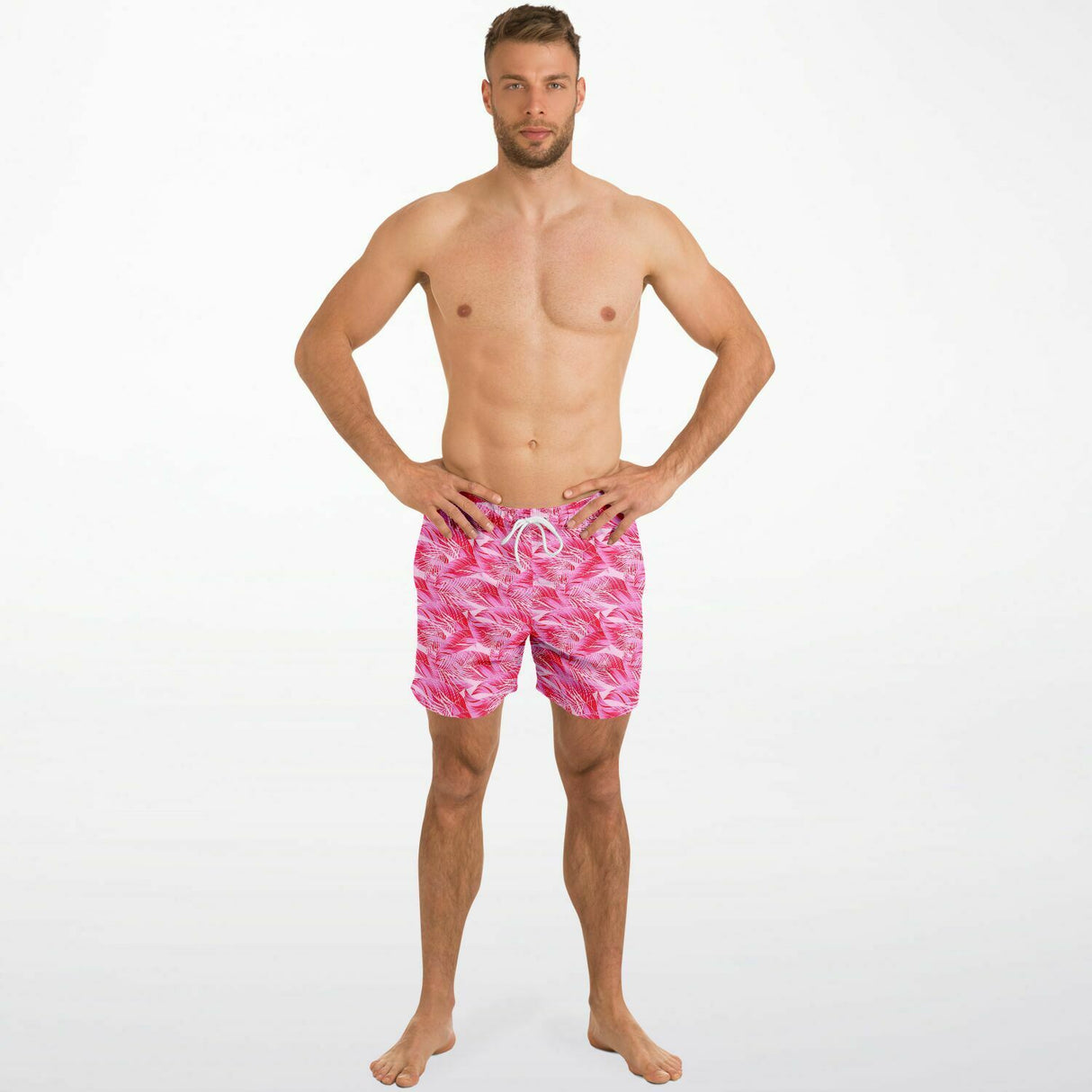 Rad Palm Tropic Pink Men's Swim Trunks