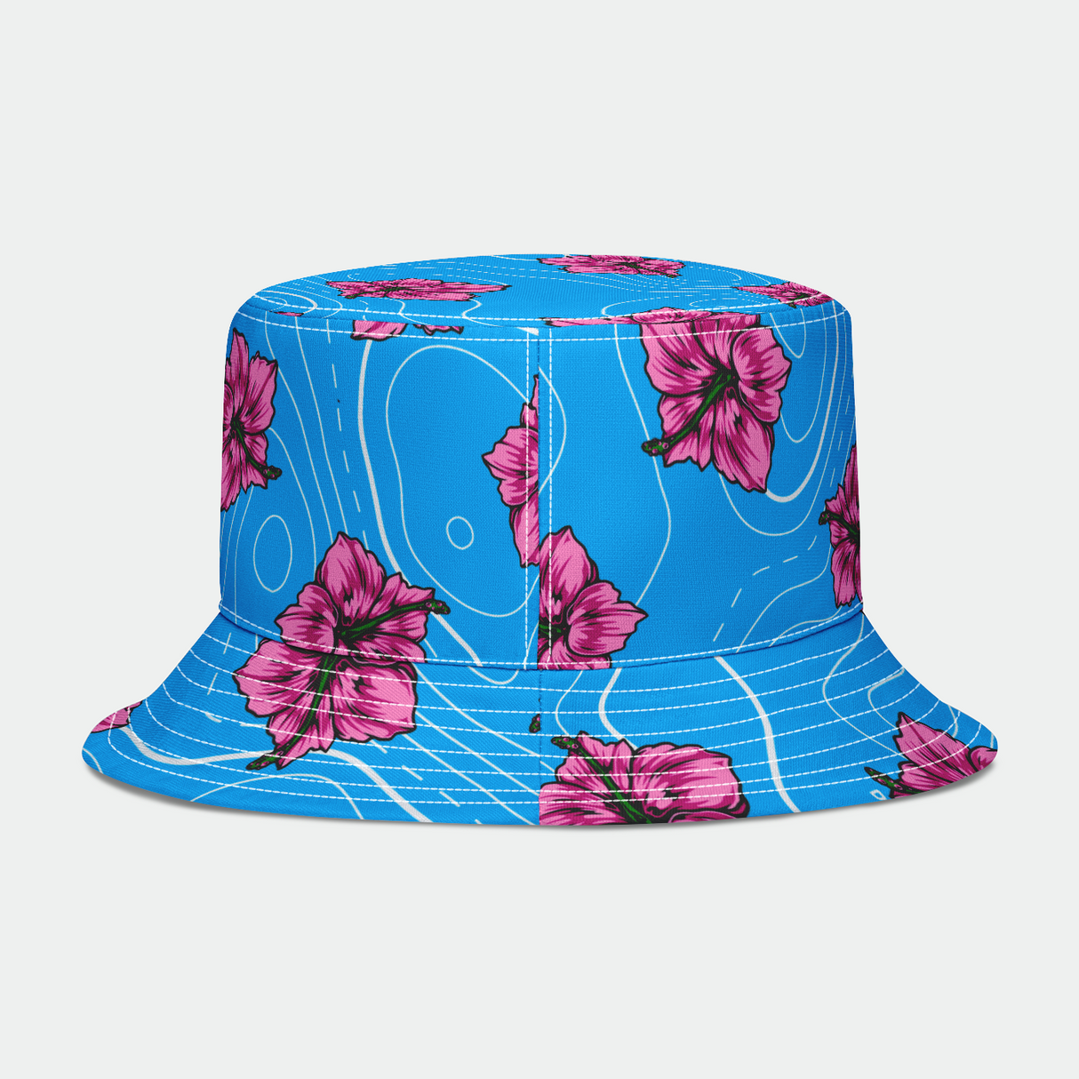 Sombrero de pescador con hibisco azul Rad Palm