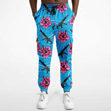 Pantalones deportivos cargo de alta capacidad en color azul hibisco de Rad Palm 