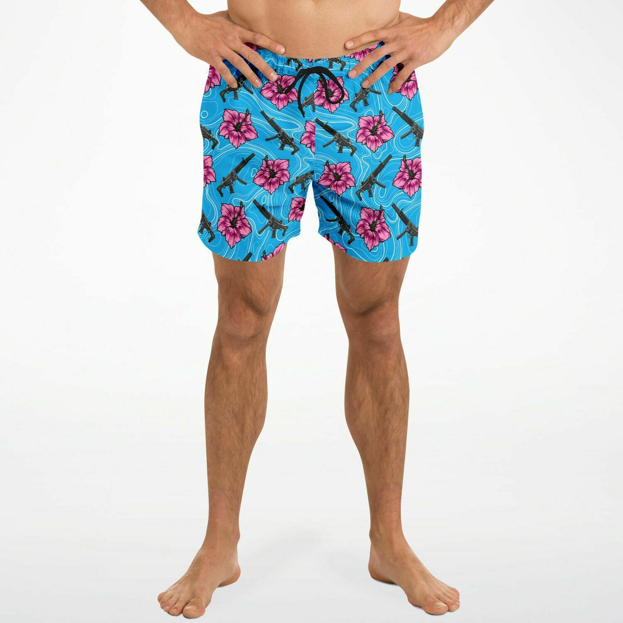 Rad Palm High Capacity Hibiscus Blue Men's Swim Trunks copy