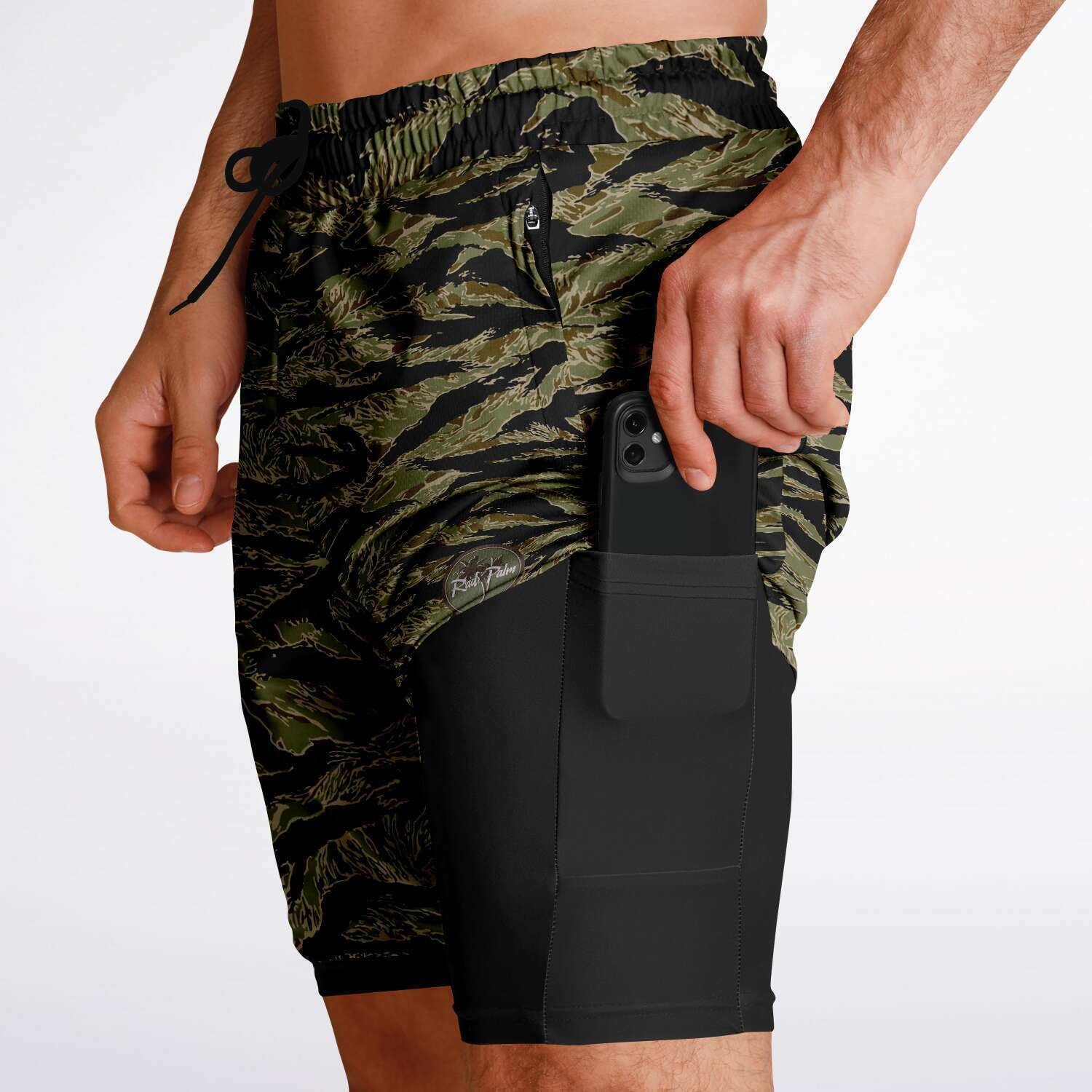 Pantalones cortos 2 en 1 con estampado de rayas de tigre de Rad Palm 