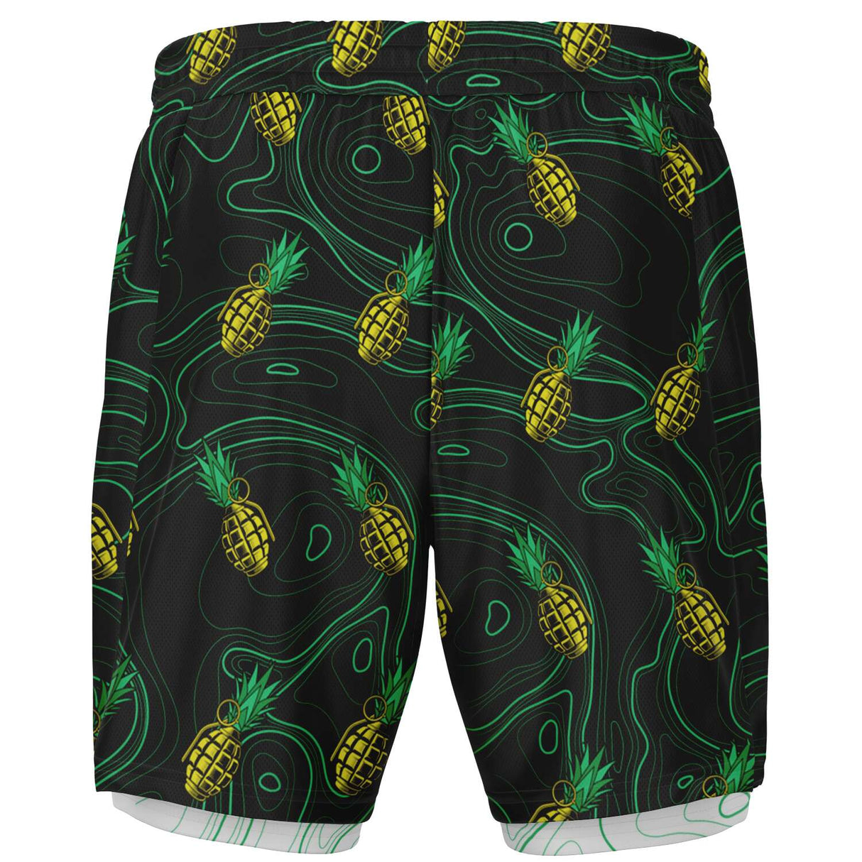 Pantalones cortos 2 en 1 para hombre con diseño de piña y muerte de Rad Palm 