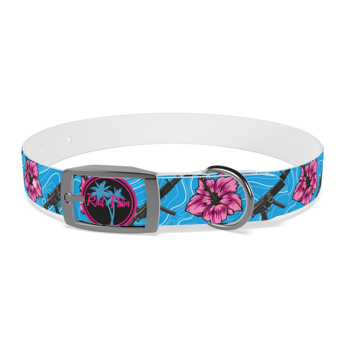 Collar para perros azul hibisco de alta capacidad Rad Palm 