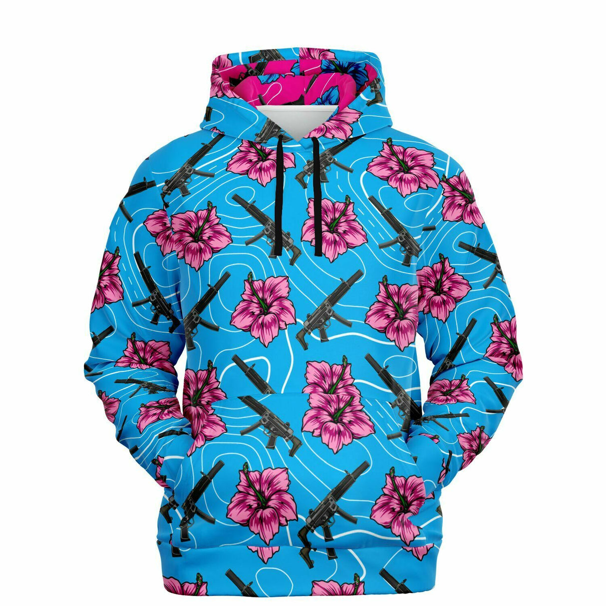 Sudadera con capucha azul hibisco de alta capacidad Rad Palm 