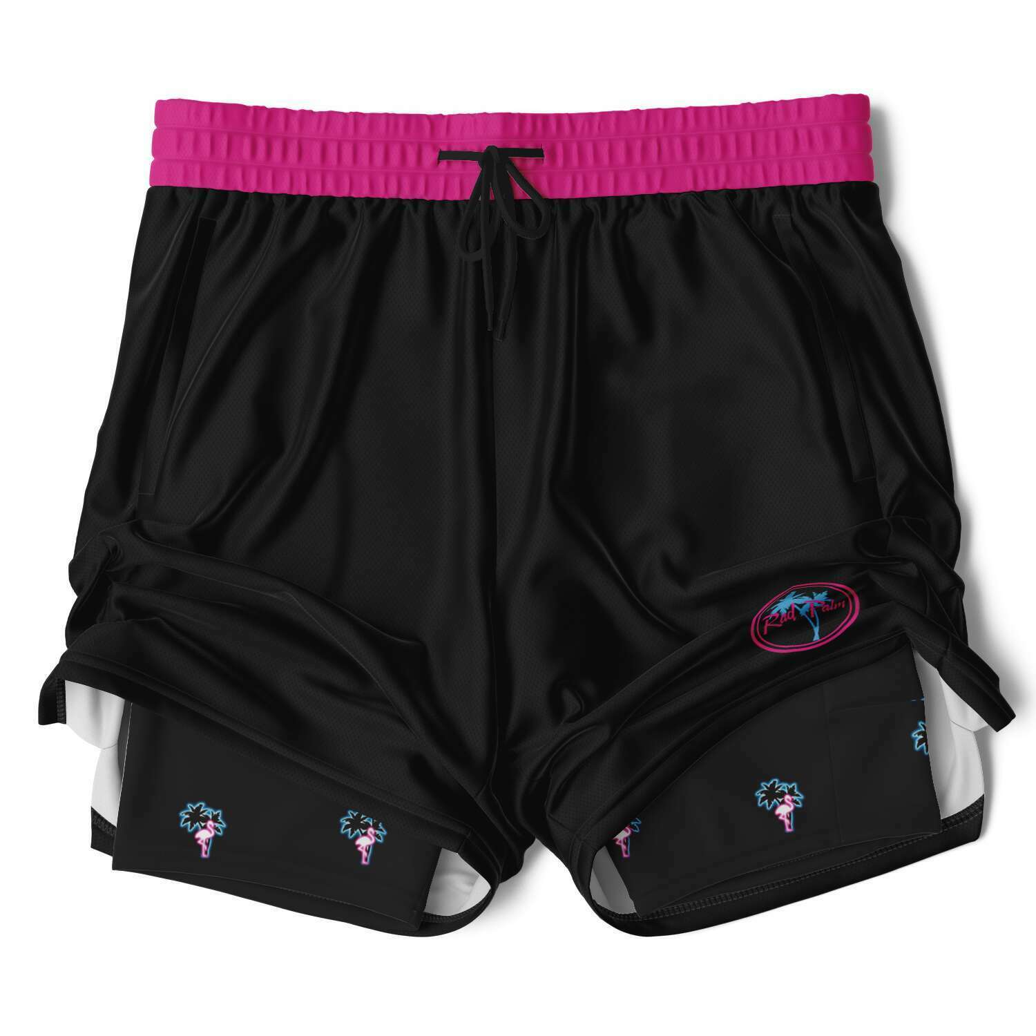 Rad Palm Neon Flamingo Men's 2-in-1 Shorts