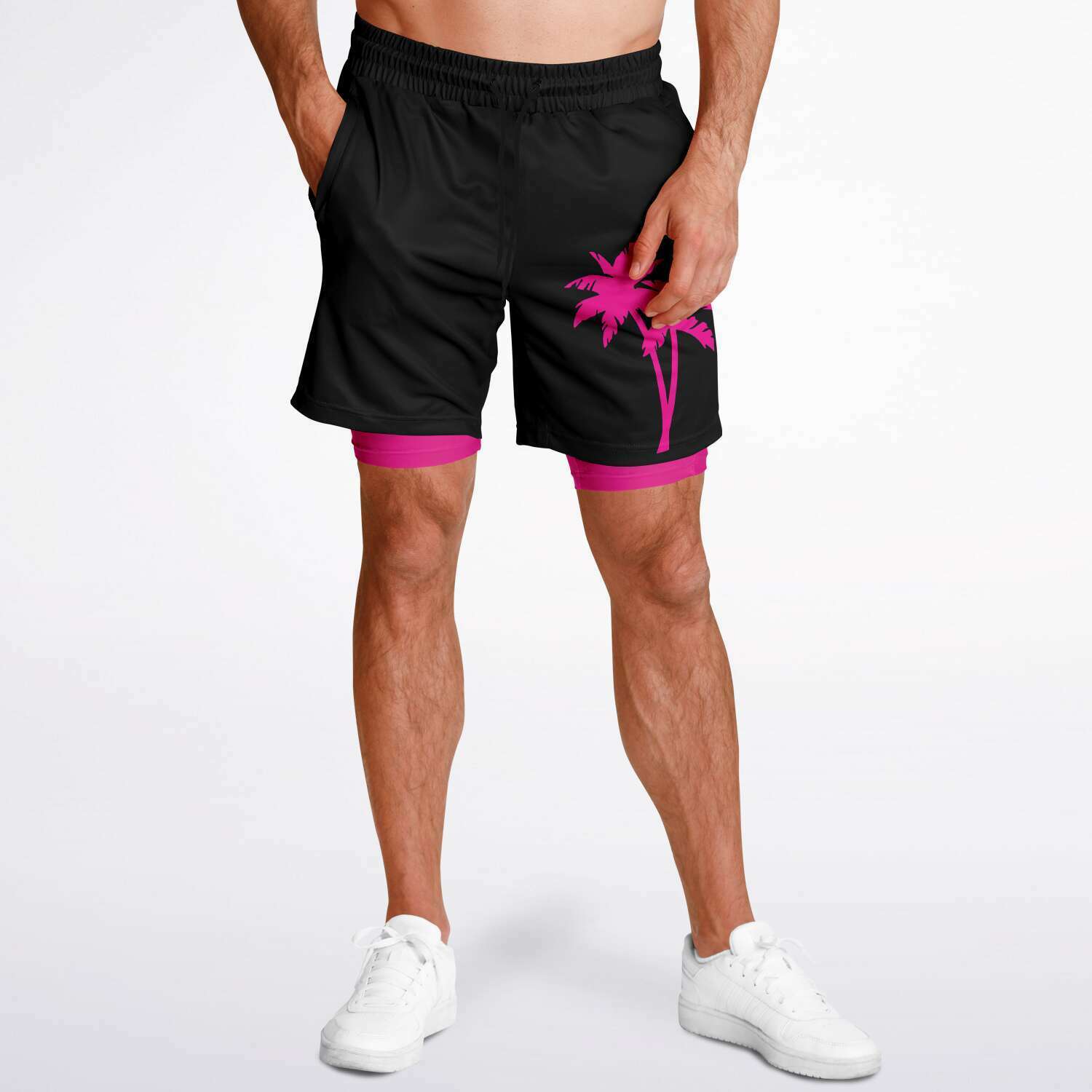Rad Palm Pink Palm Men's 2-in-1 Shorts