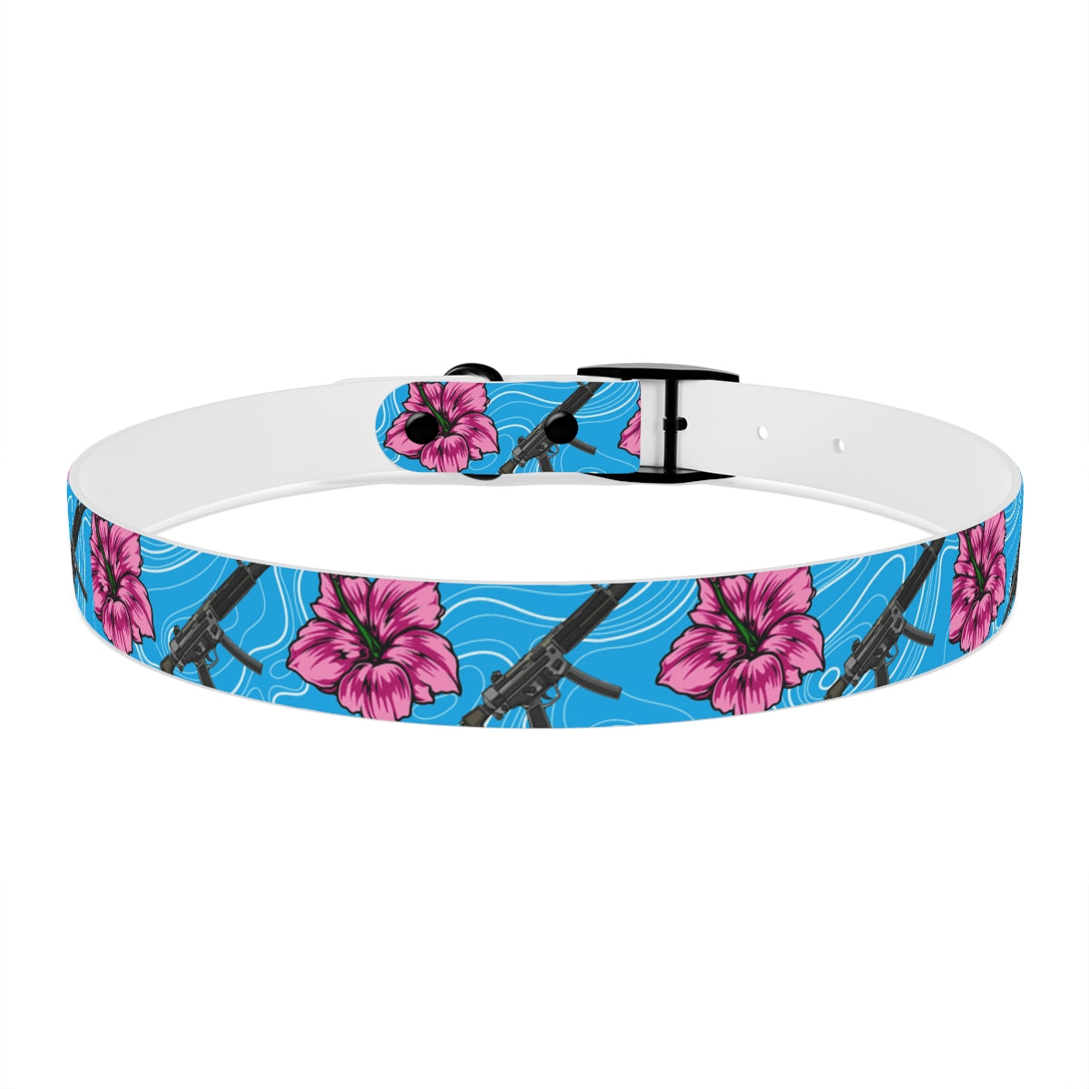Rad Palm High Capacity Hibiscus Blue Dog Collar
