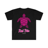 Camiseta unisex de estilo suave con diseño de tortuga marina rosa de Rad Palm 