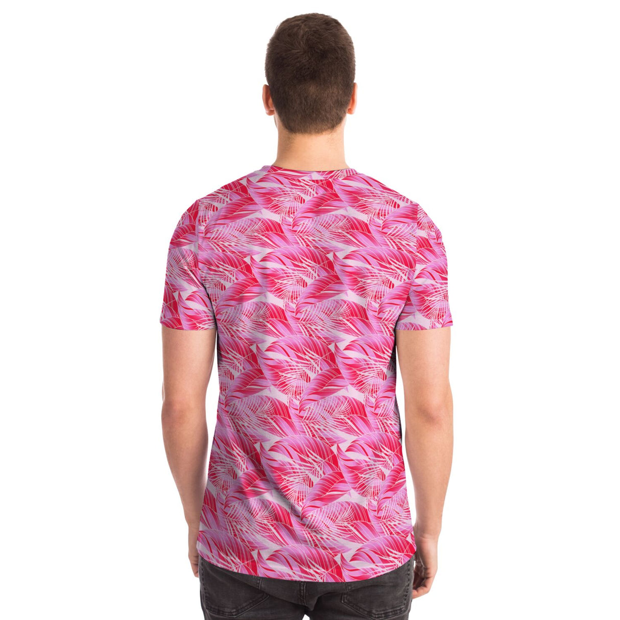 Camiseta unisex rosa tropical Rad Palm 