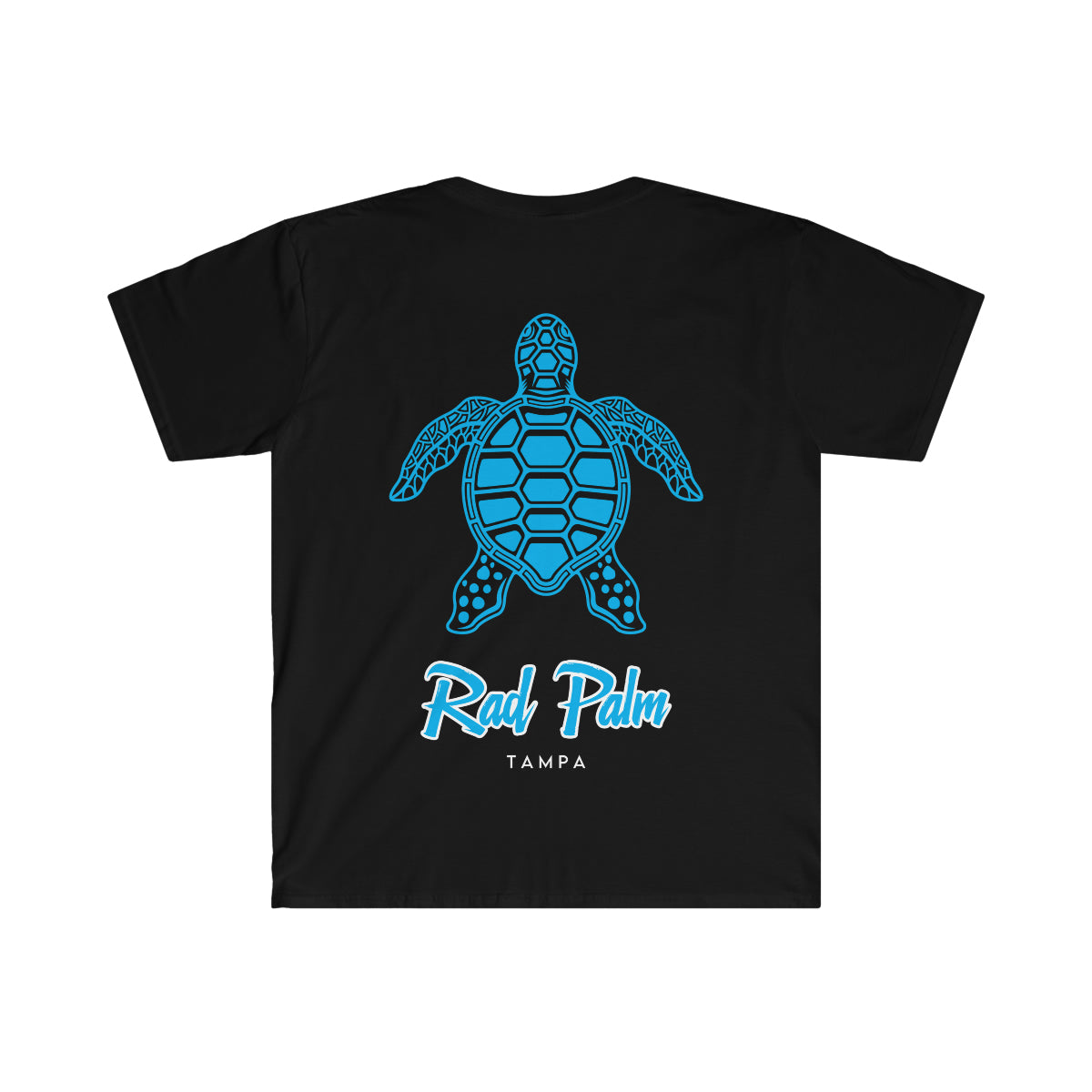 Camiseta unisex de estilo suave con diseño de tortuga marina azul de Rad Palm 