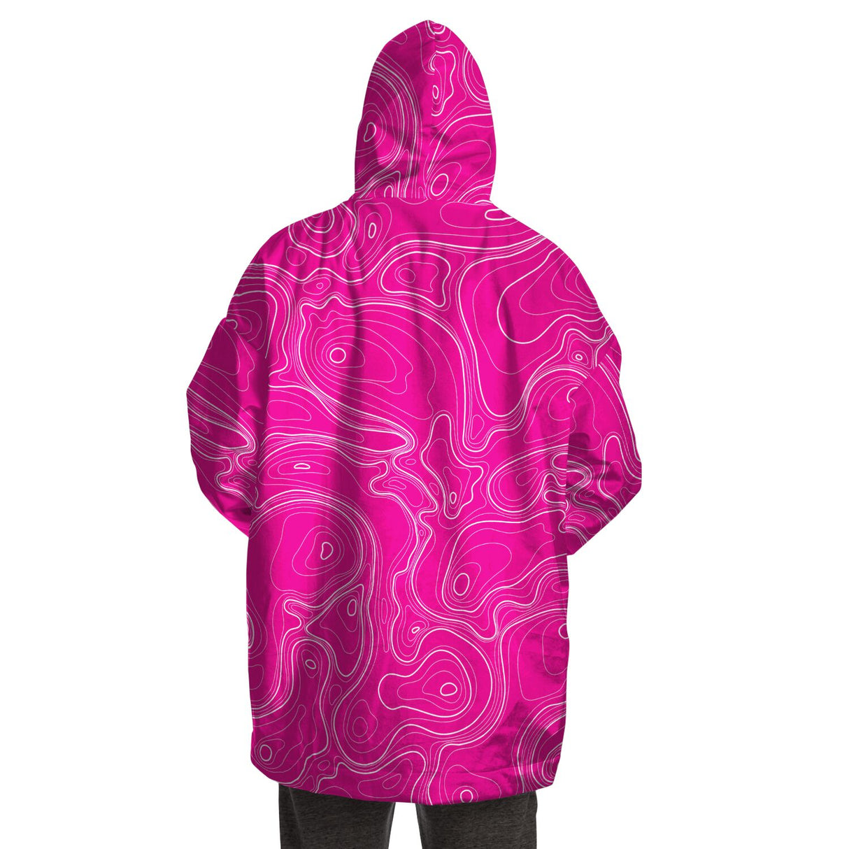 Sudadera con capucha ajustada con diseño topográfico en color rosa Rad Palm