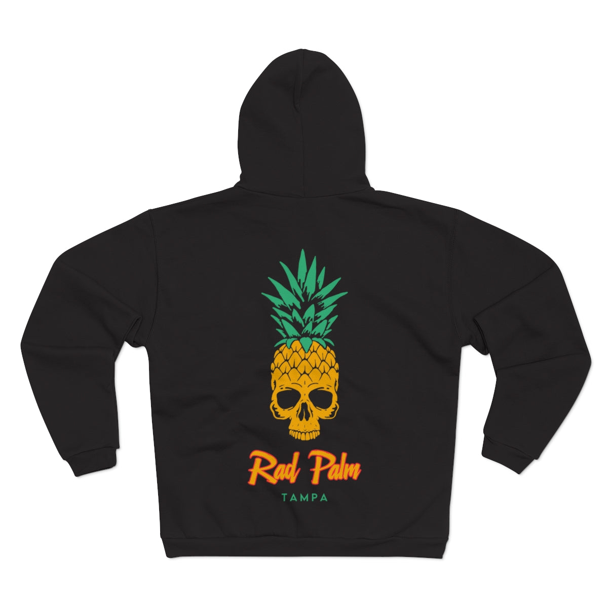 Sudadera unisex con capucha y cremallera con calavera de piña de Rad Palm