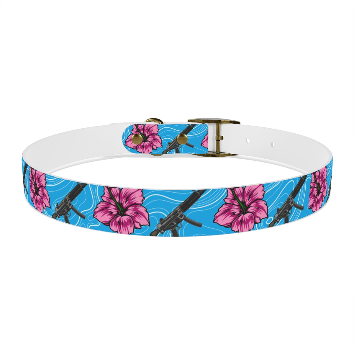 Rad Palm High Capacity Hibiscus Blue Dog Collar