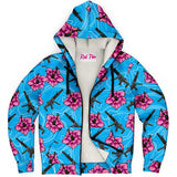 Sudadera con capucha y cremallera de microfibra azul hibisco de gran capacidad de Rad Palm 