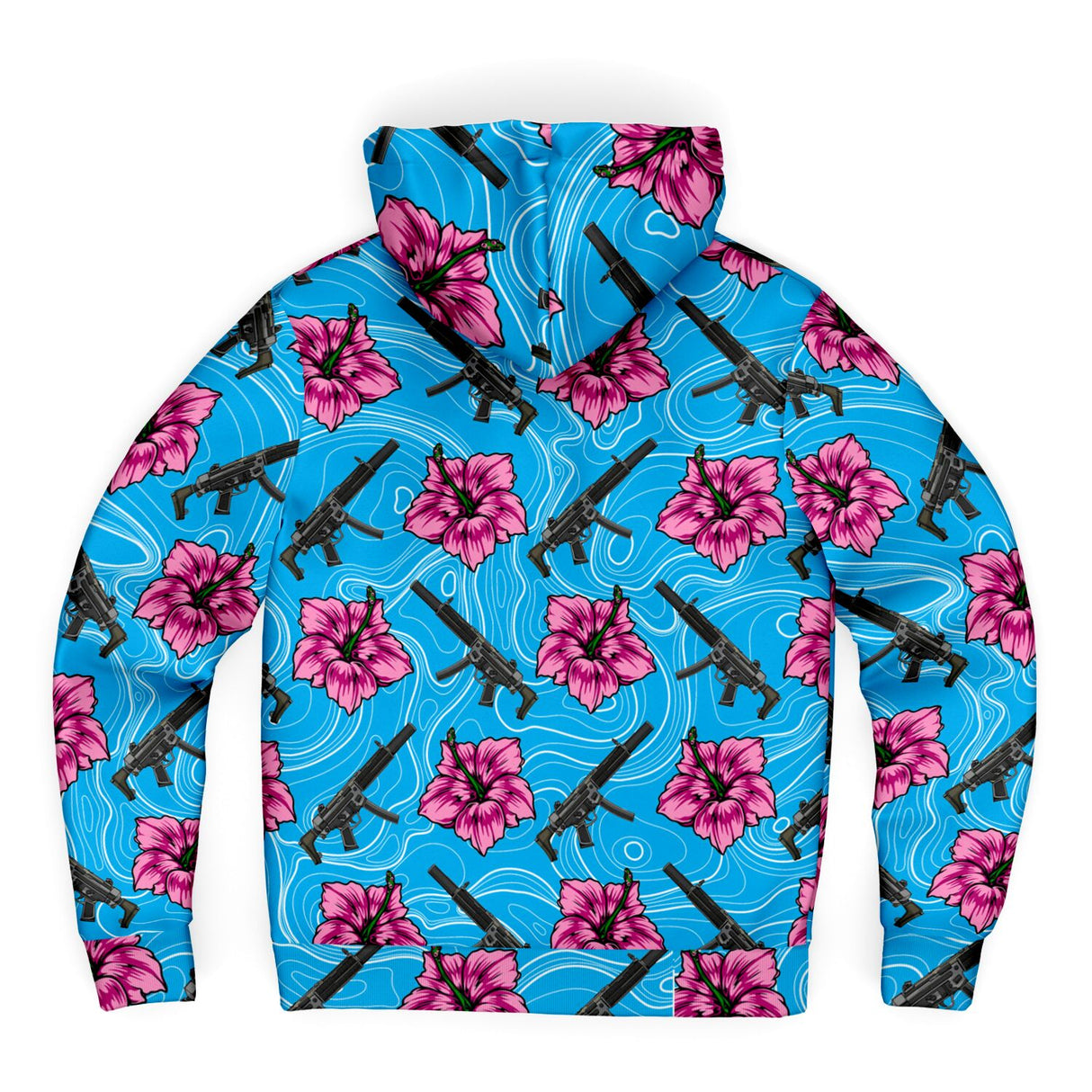 Sudadera con capucha y cremallera de microfibra azul hibisco de gran capacidad de Rad Palm 