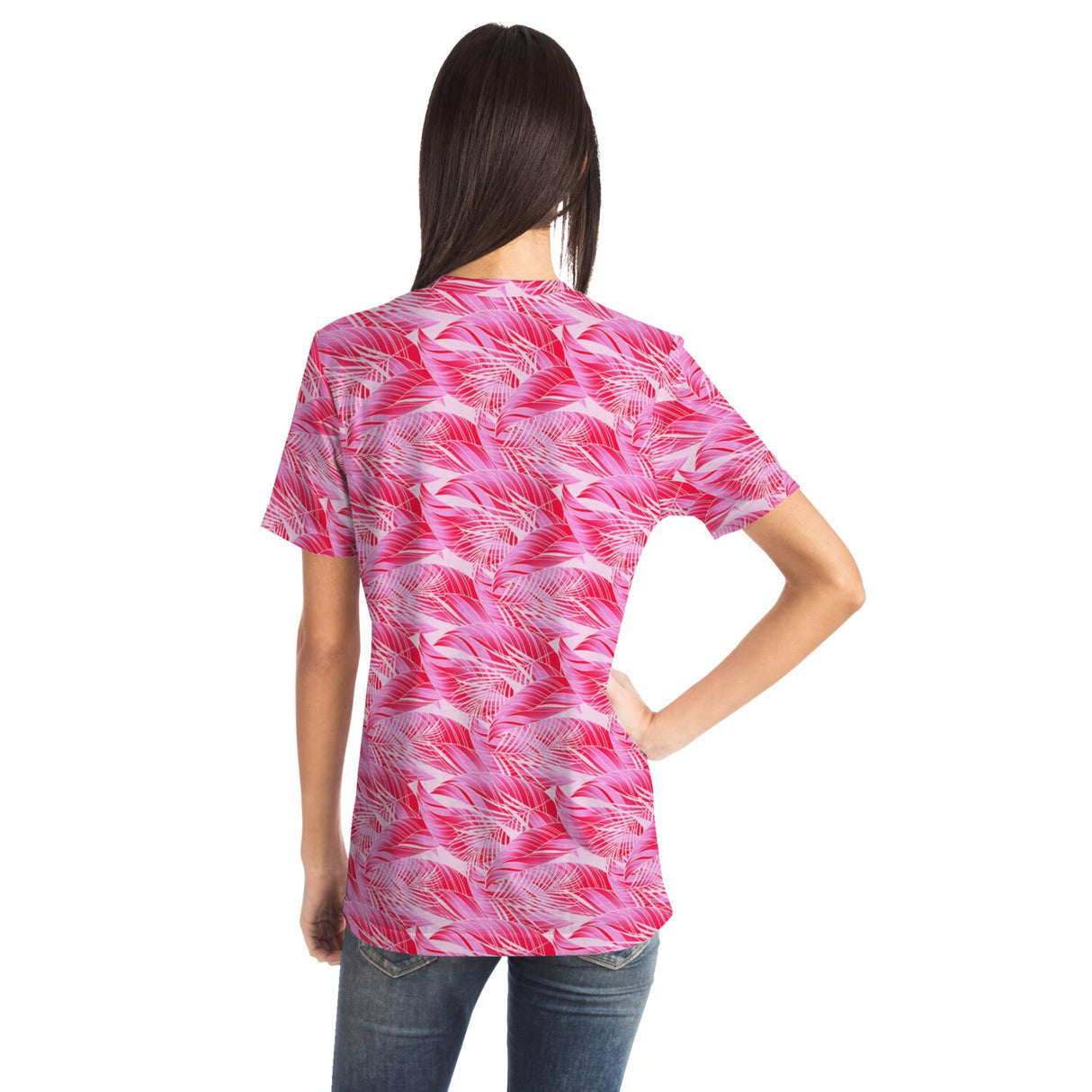 Camiseta unisex rosa tropical Rad Palm 