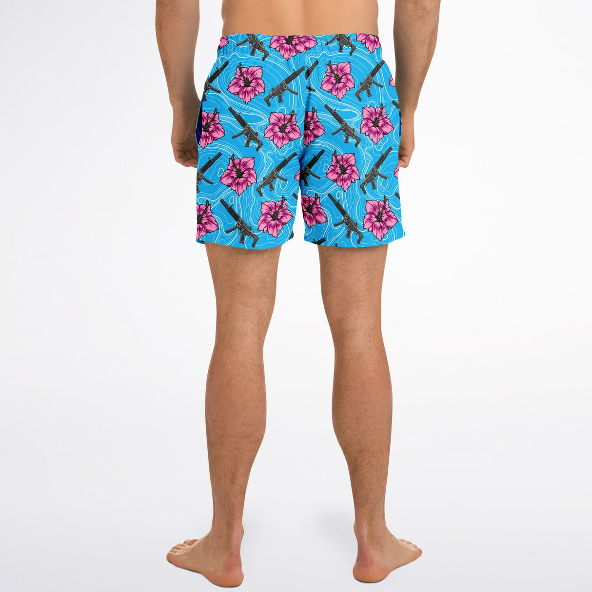 Rad Palm High Capacity Hibiscus Blue Men's Swim Trunks copy