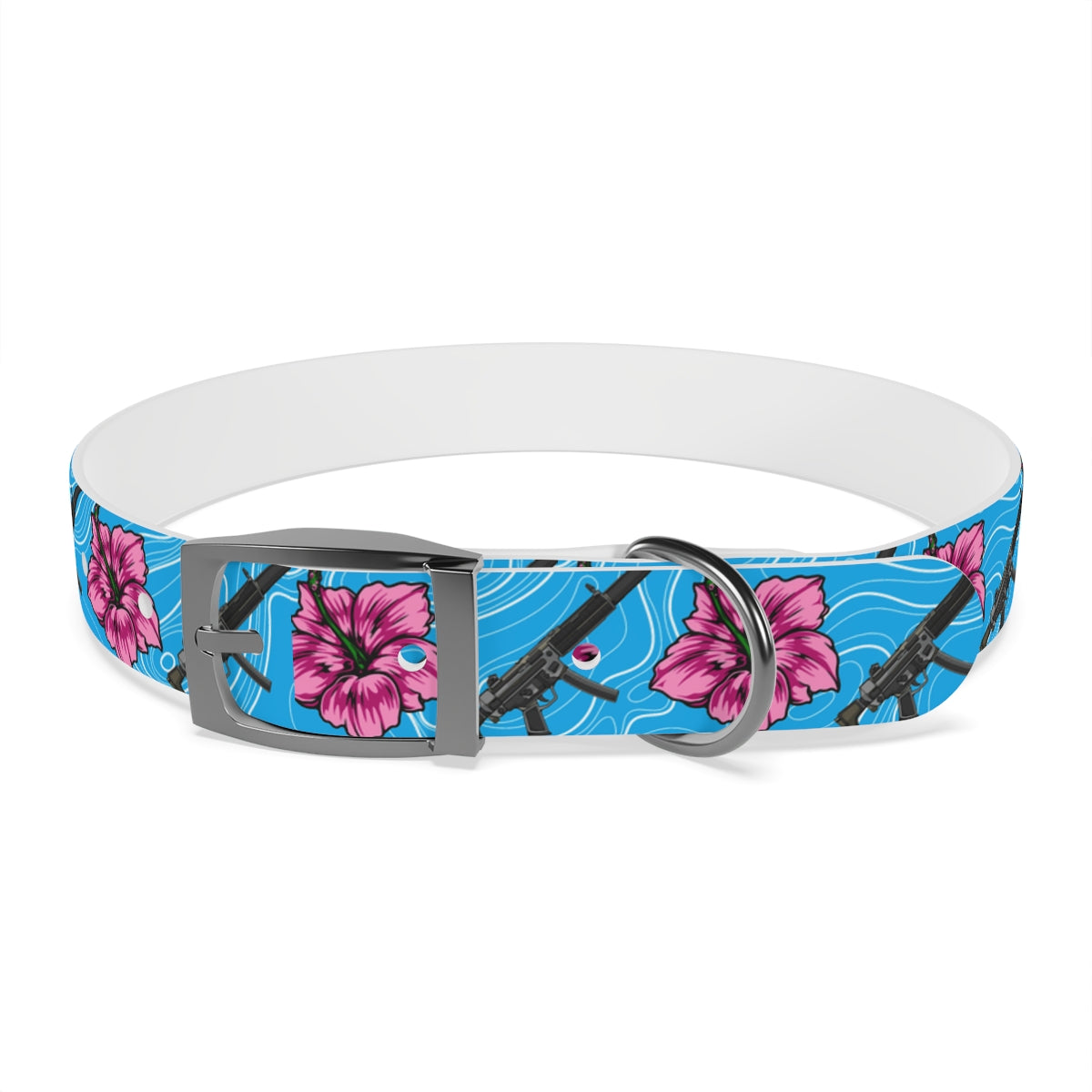 Collar para perros azul hibisco de alta capacidad Rad Palm 