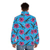Rad Palm High Capacity Hibiscus Blue Men's Puffer Jacket