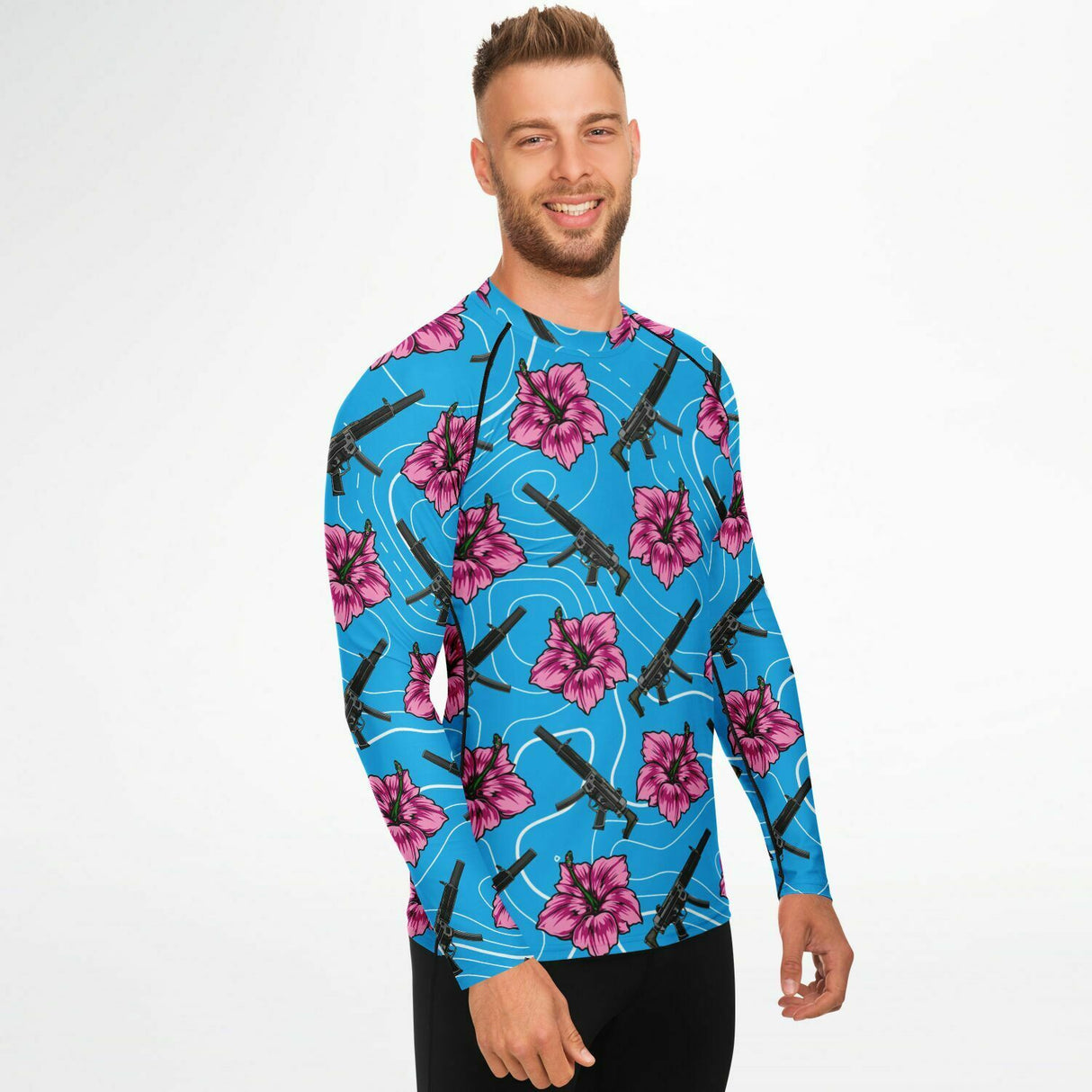 Rad Palm High Capacity Hibiscus Blue Rash Guard