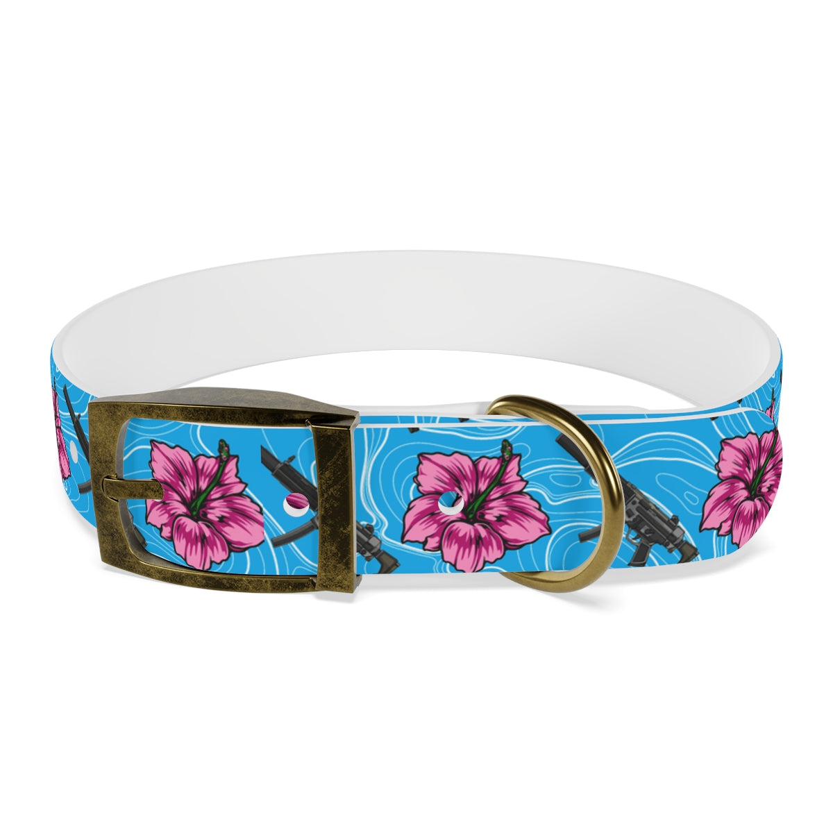 Collar para perros azul hibisco de alta capacidad Rad Palm 