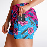 Pantalones cortos 2 en 1 de alta capacidad Hibiscus para mujer de Rad Palm