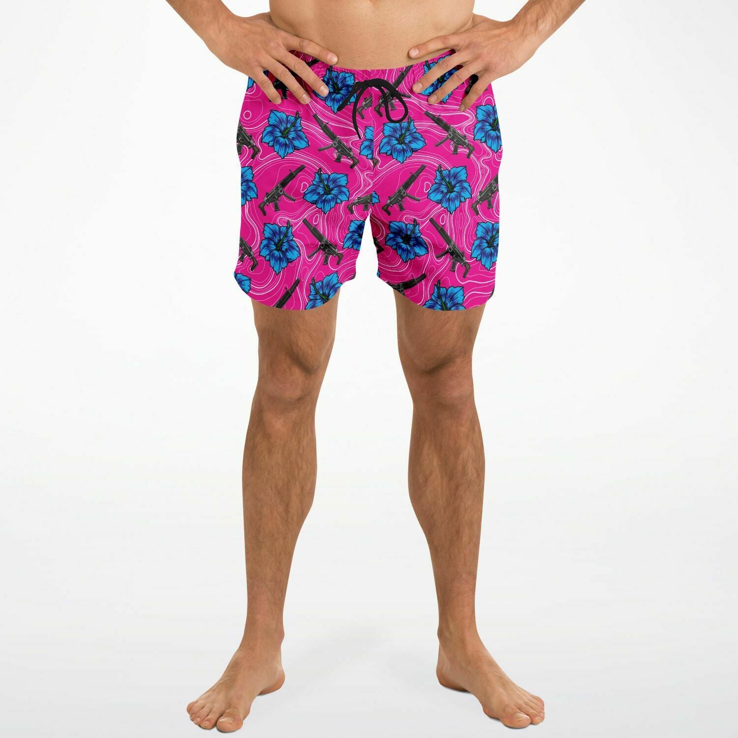 Rad Palm High Capacity Hibiscus Men's Swim Trunks