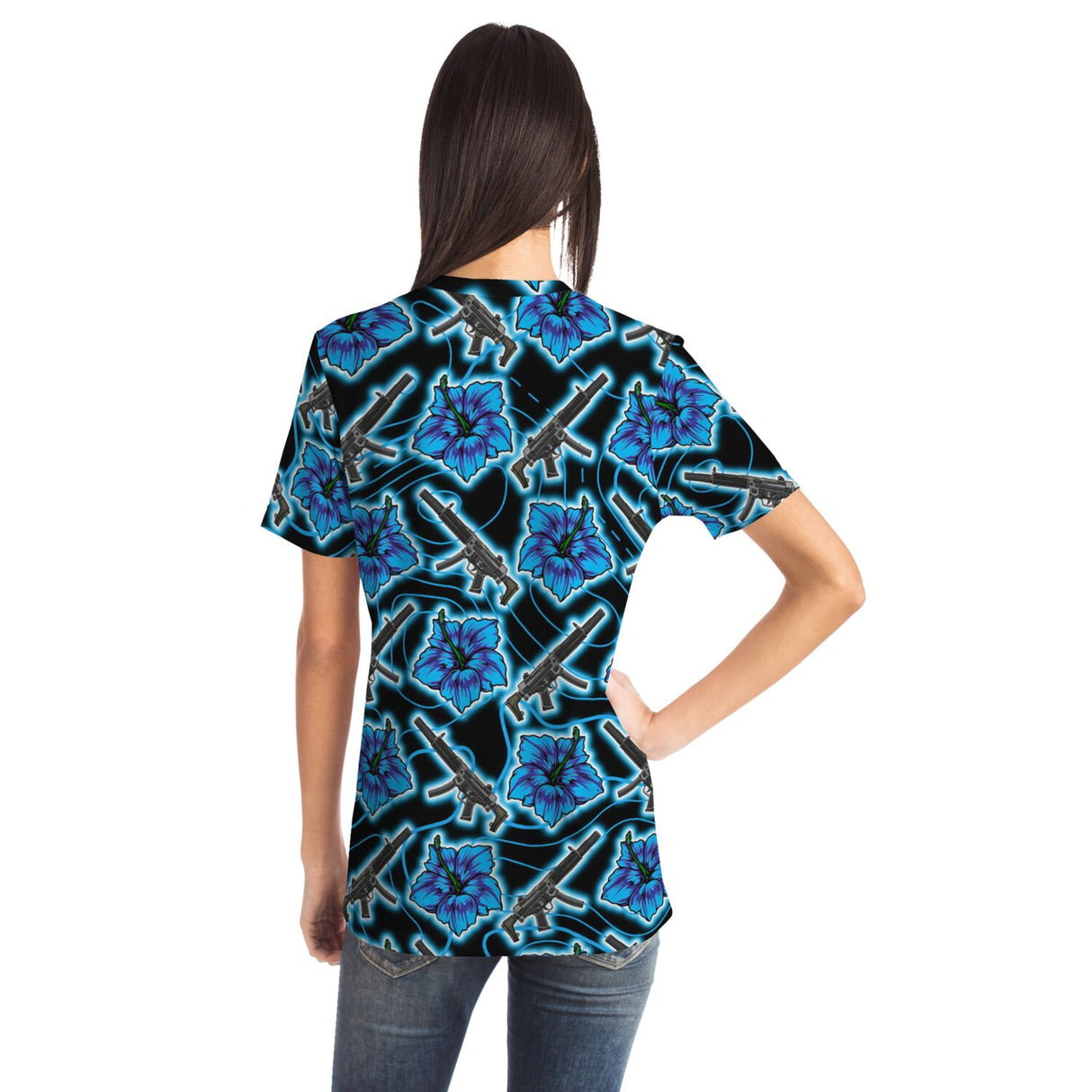 Rad Palm High Capacity Hibiscus Blue Neon T-Shirt