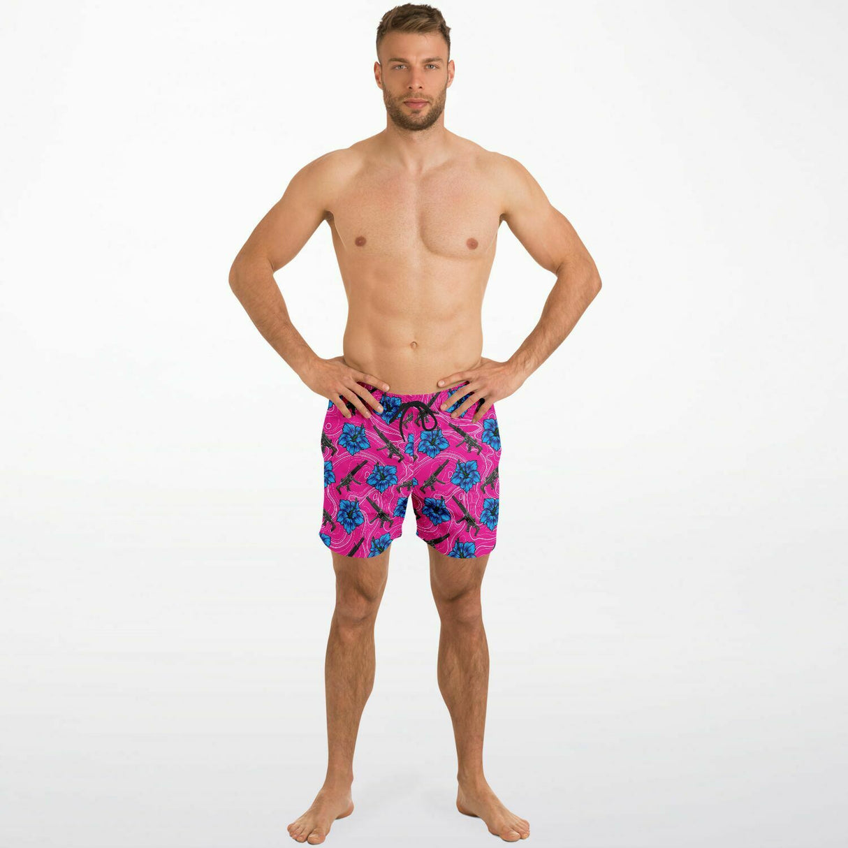 Rad Palm High Capacity Hibiscus Men's Swim Trunks