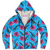 Sudadera con capucha y cremallera de microfibra azul hibisco de gran capacidad de Rad Palm 