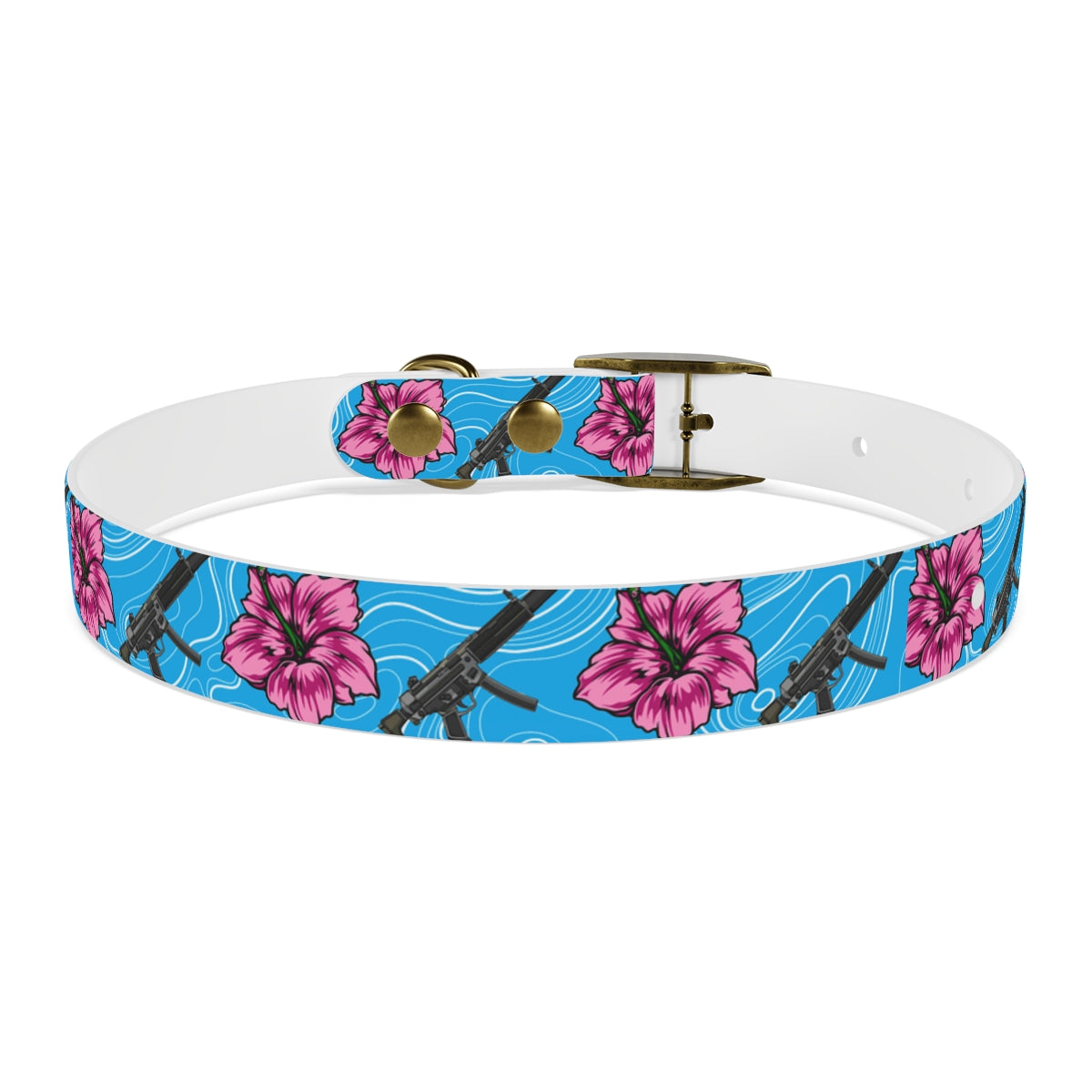 Collar para perros azul hibisco de alta capacidad Rad Palm 