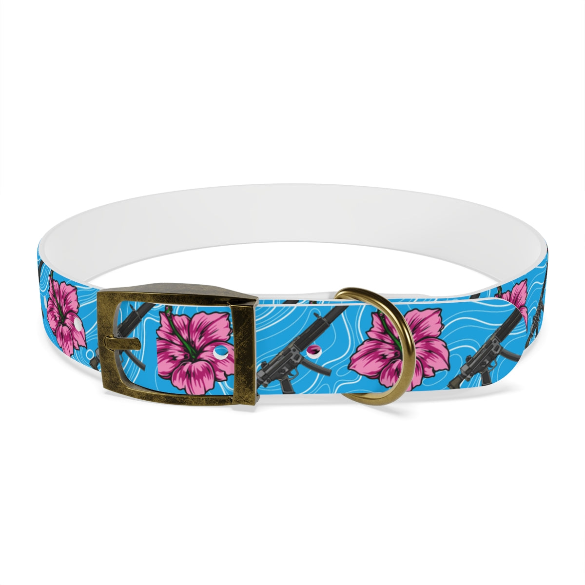 Collar para perros azul hibisco de alta capacidad Rad Palm 