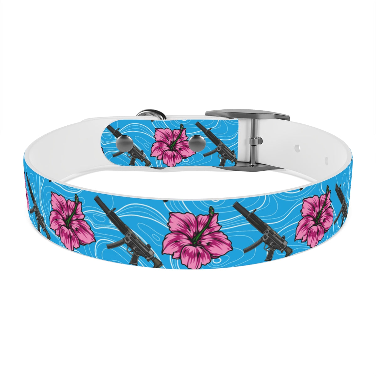 Collar para perros azul hibisco de alta capacidad Rad Palm 