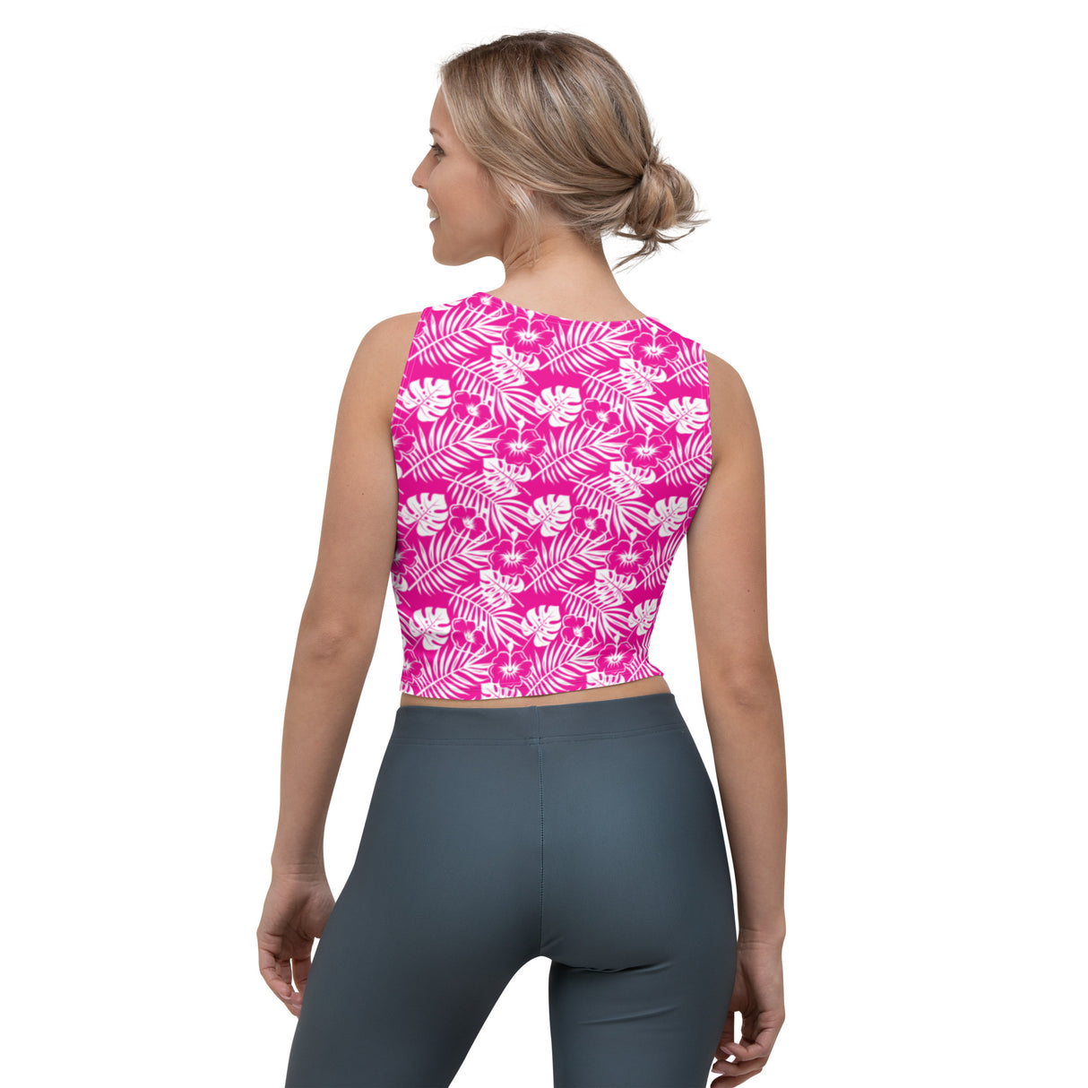 Top corto tropical rosa