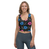 Load image into Gallery viewer, High Capacity Hibiscus Black Crop Top