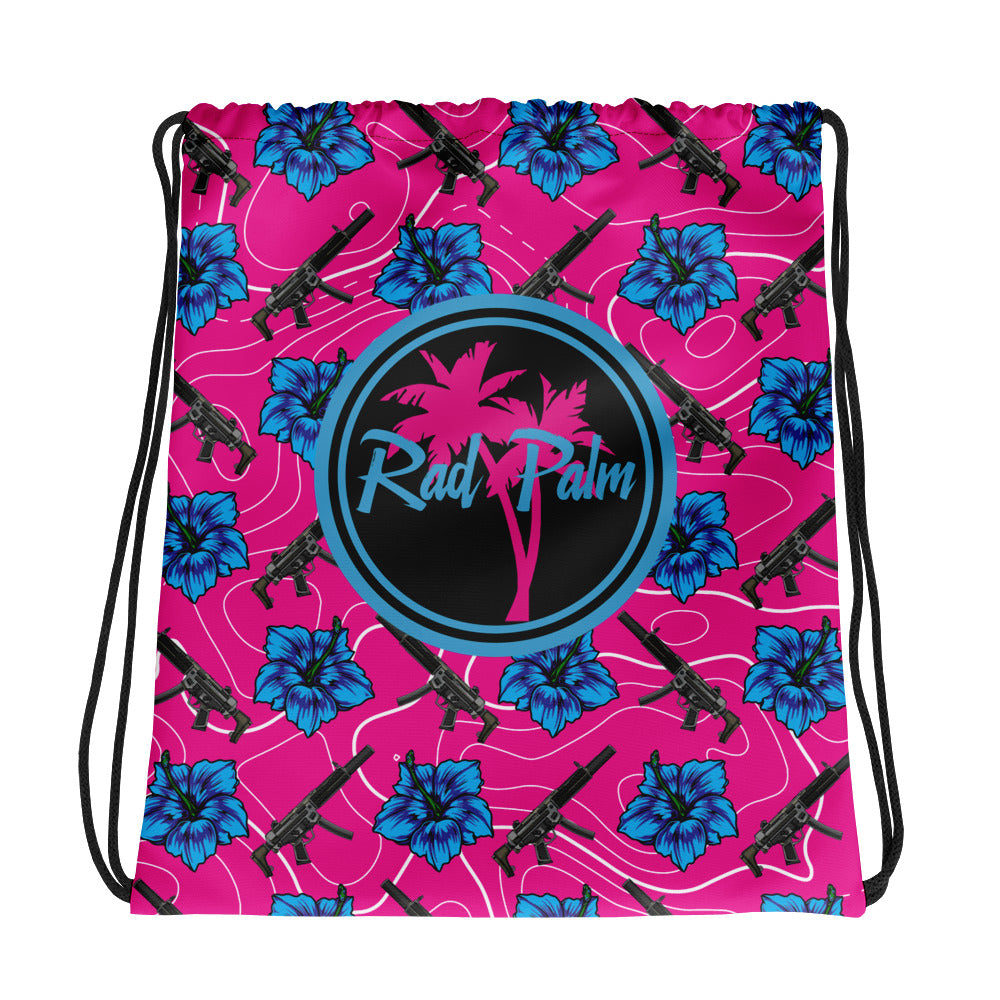 Bolsa con cordón de alta capacidad con diseño de hibisco de Rad Palm