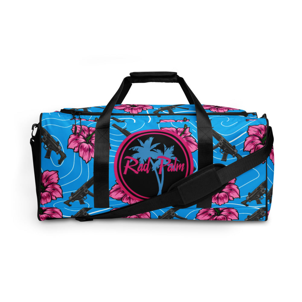 Bolsa de lona azul hibisco de gran capacidad Rad Palm