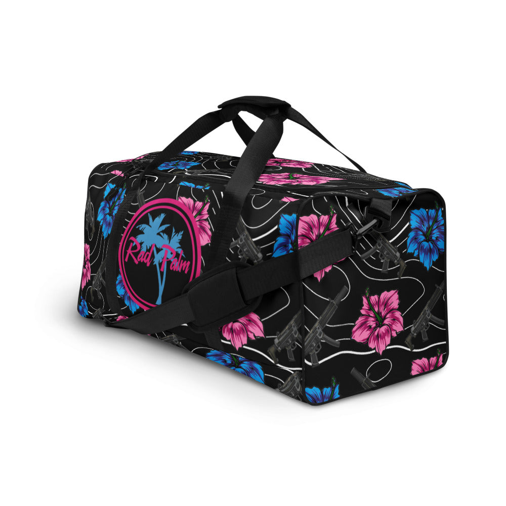 Rad Palm High Capacity Hibiscus Black Duffle bag