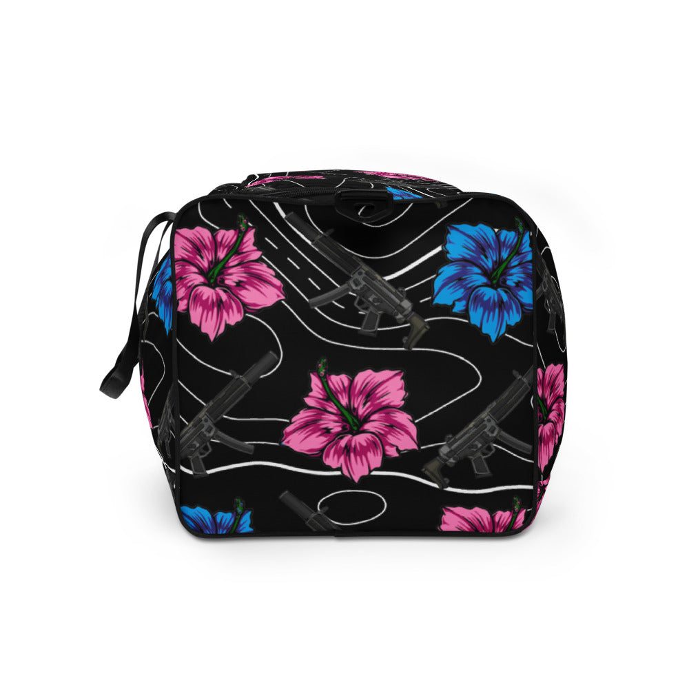 Rad Palm High Capacity Hibiscus Black Duffle bag