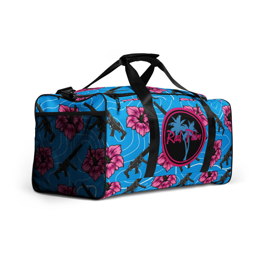 Bolsa de lona azul hibisco de gran capacidad Rad Palm