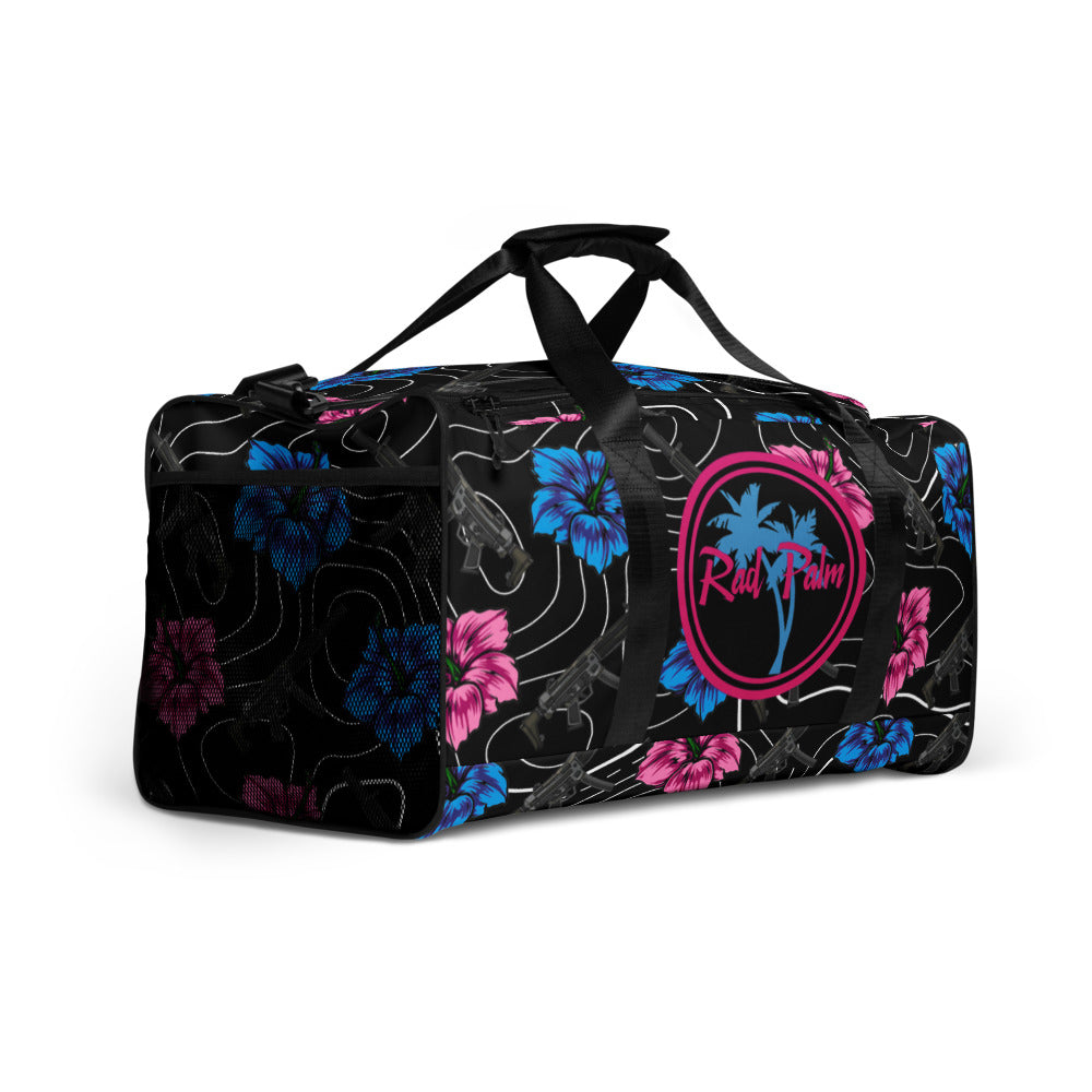 Rad Palm High Capacity Hibiscus Black Duffle bag