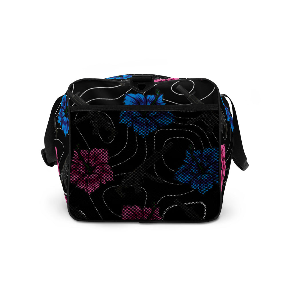 Rad Palm High Capacity Hibiscus Black Duffle bag