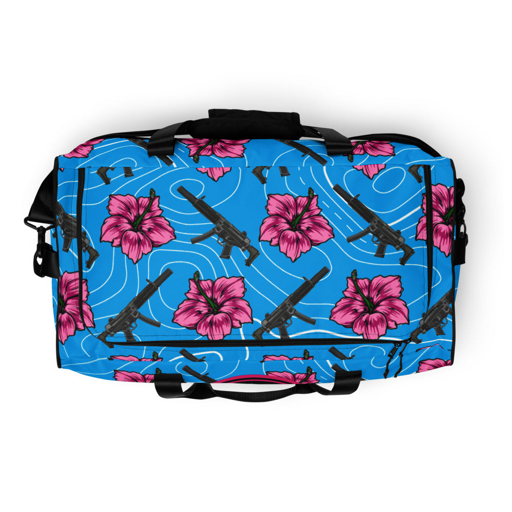 Bolsa de lona azul hibisco de gran capacidad Rad Palm